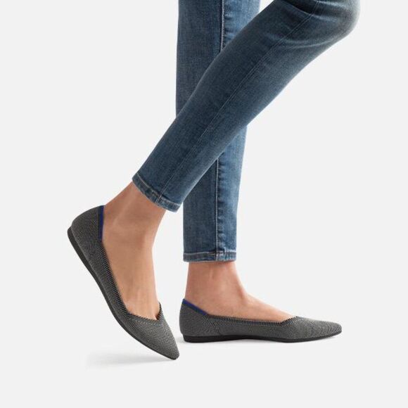 Rothy's Shoes - Rothy's The Point Birdseye Flat Black Gray Ballet Pointed Toe Womens 10